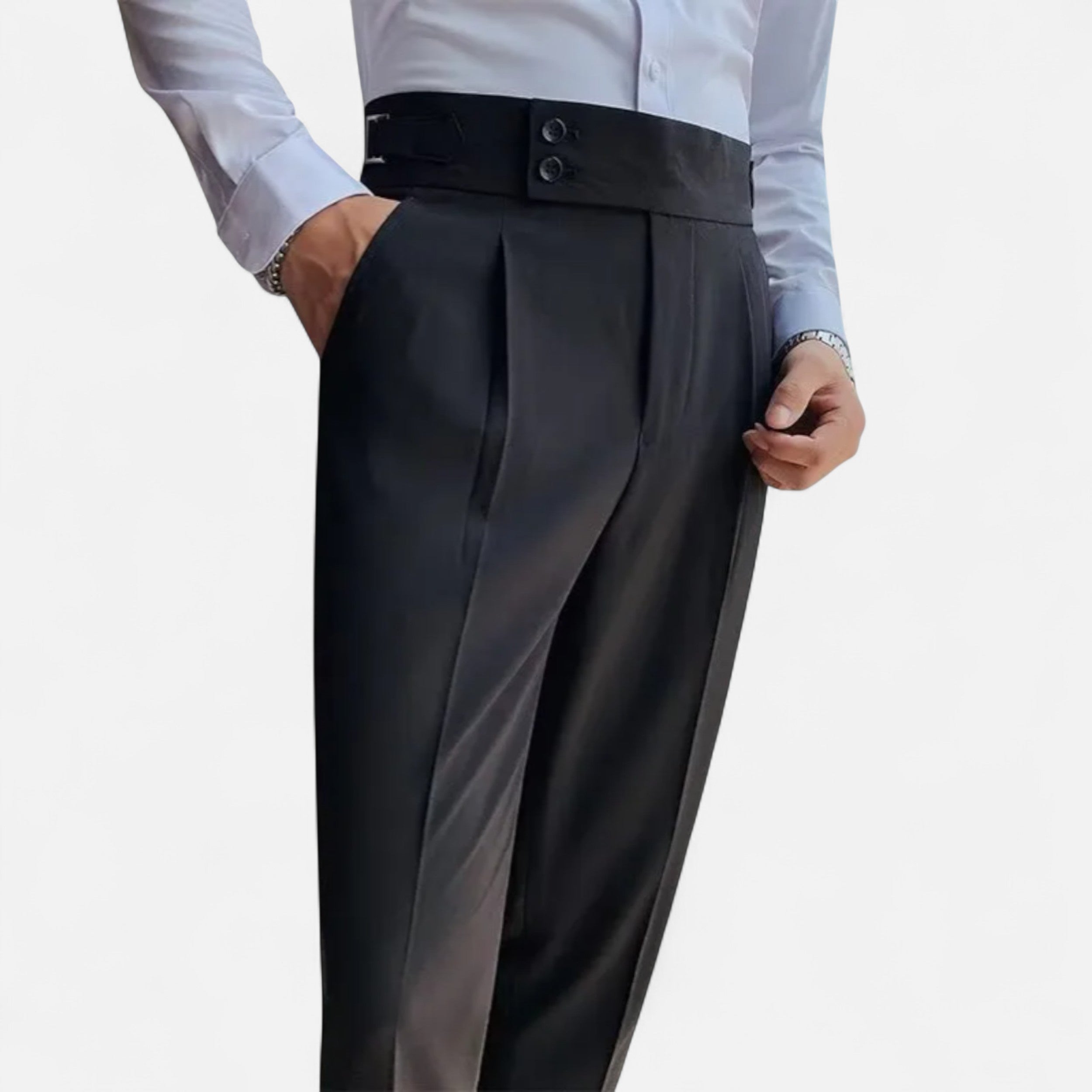 Pantalones Elegantes Hombre Estilo Inglés Ajuste Fino