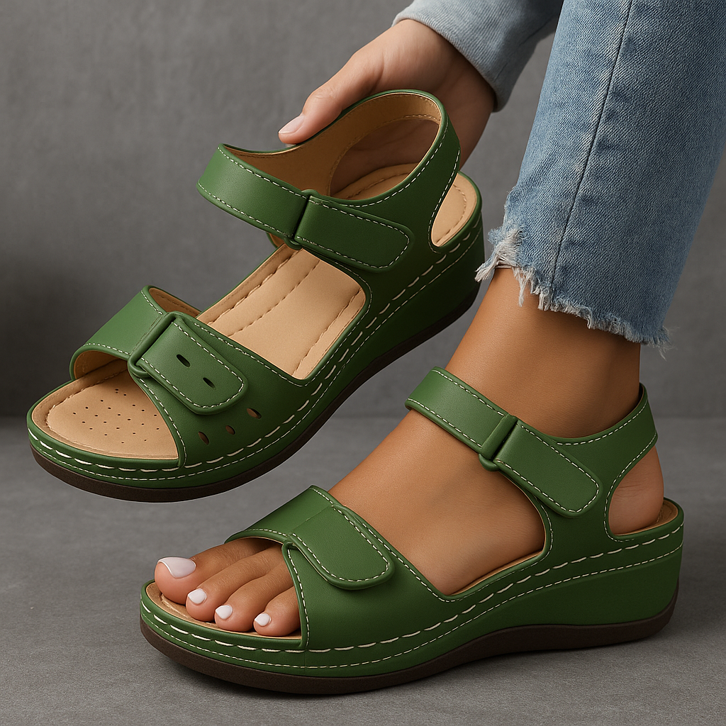 Sandalias de Cuña con Soporte de Arco y Correas Ajustables para Mujer