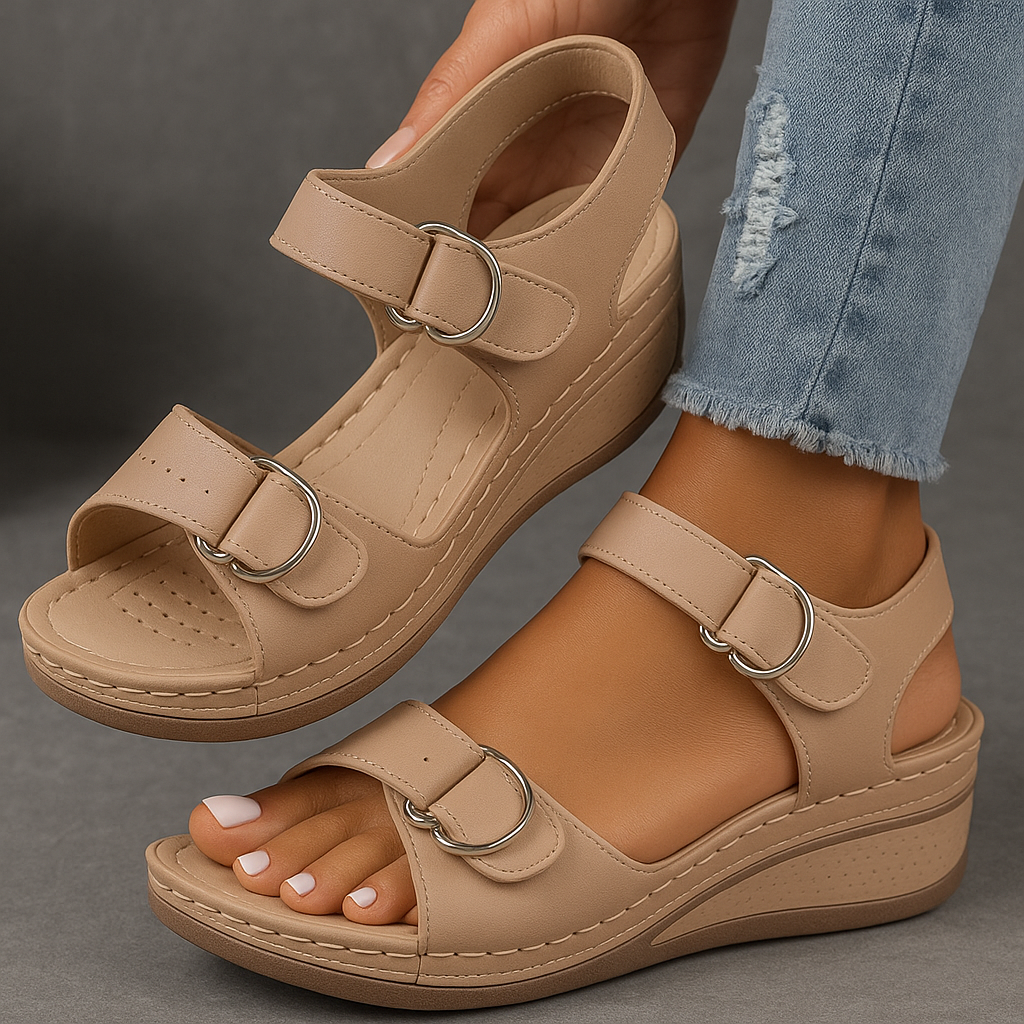 Sandalias de Cuña con Soporte de Arco y Correas Ajustables para Mujer
