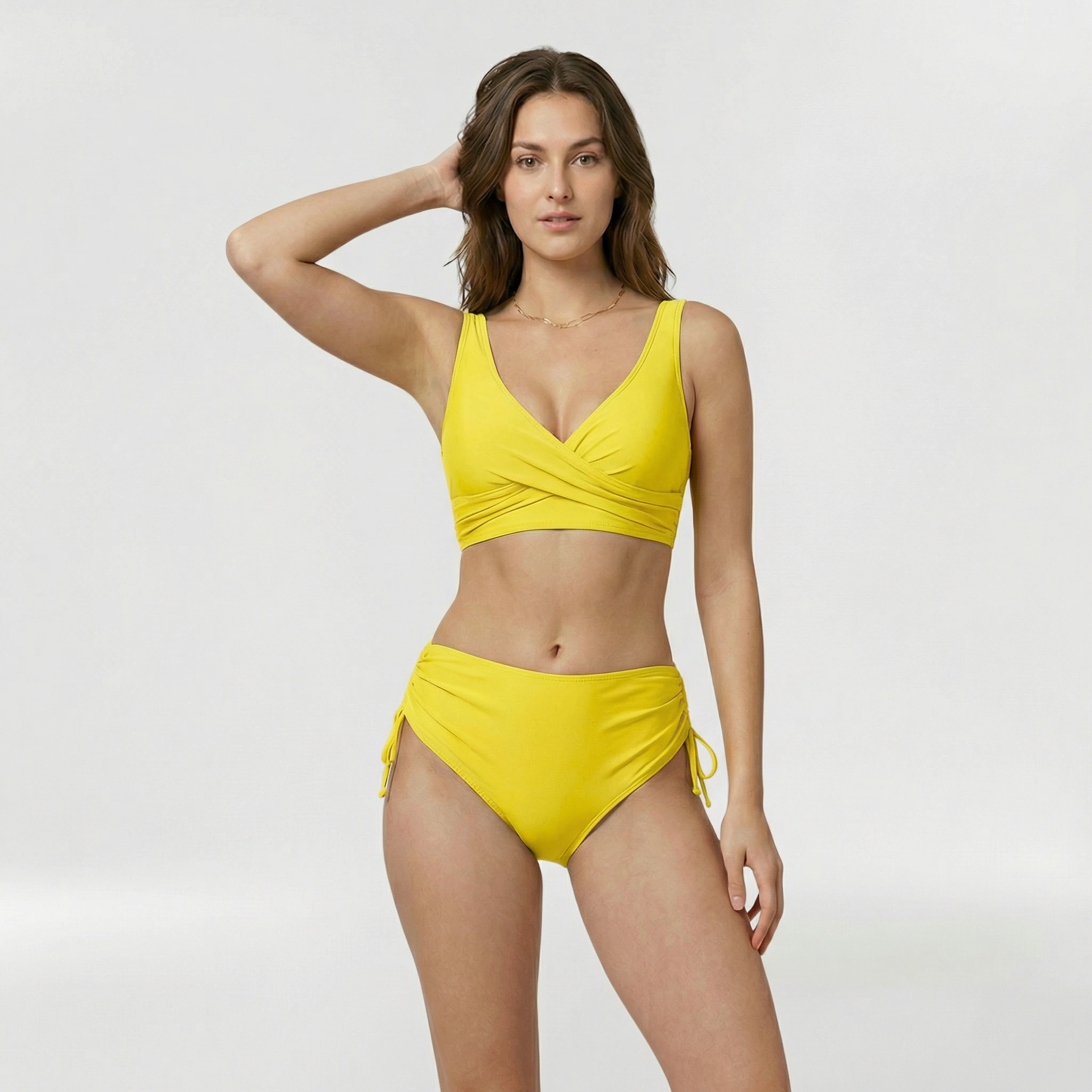 Bikini de dos piezas envolvente con tirantes anchos y braguita de lazos