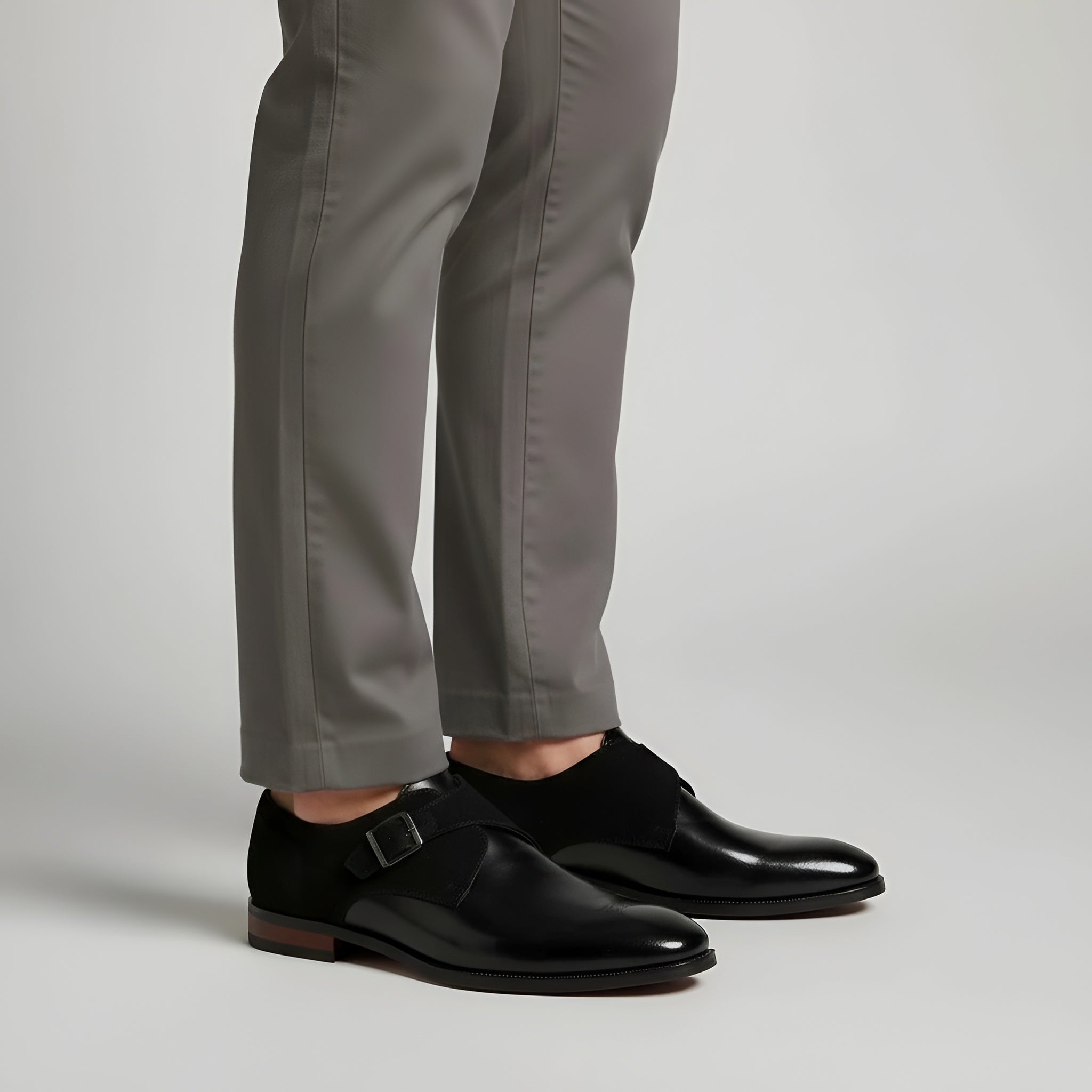 Chaussures habillées pour homme avec boucle Monk Strap en cuir synthétique