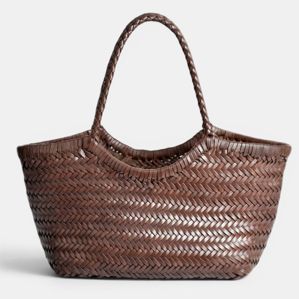 Bolso Shopper de Mujer de Cuero con Diseño Tejido y Acabado Artesanal