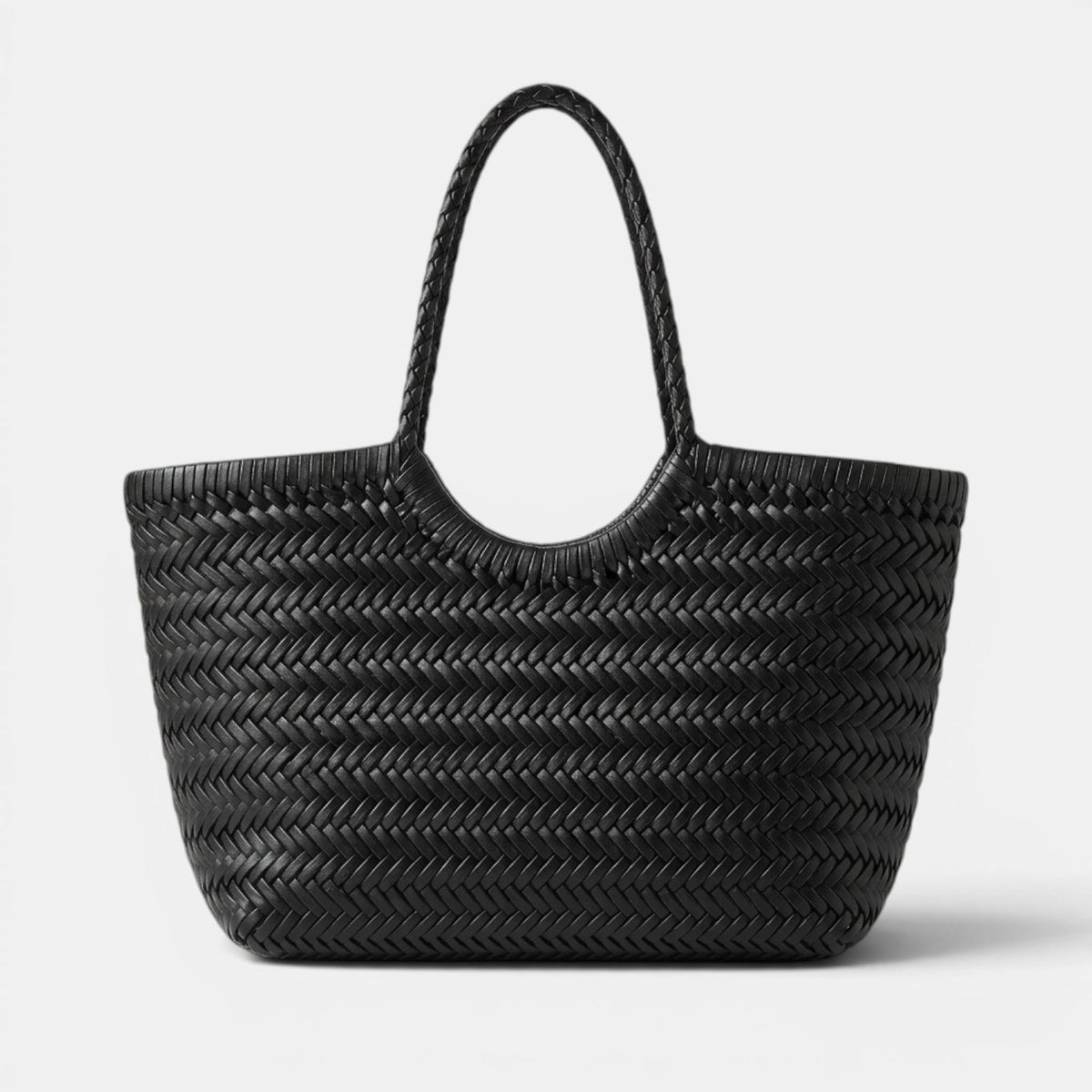 Bolso Shopper de Mujer de Cuero con Diseño Tejido y Acabado Artesanal