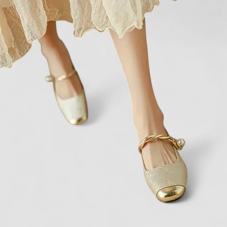 Chaussures à Talon Carré pour Femme avec Bout Carré et Strass Brillants