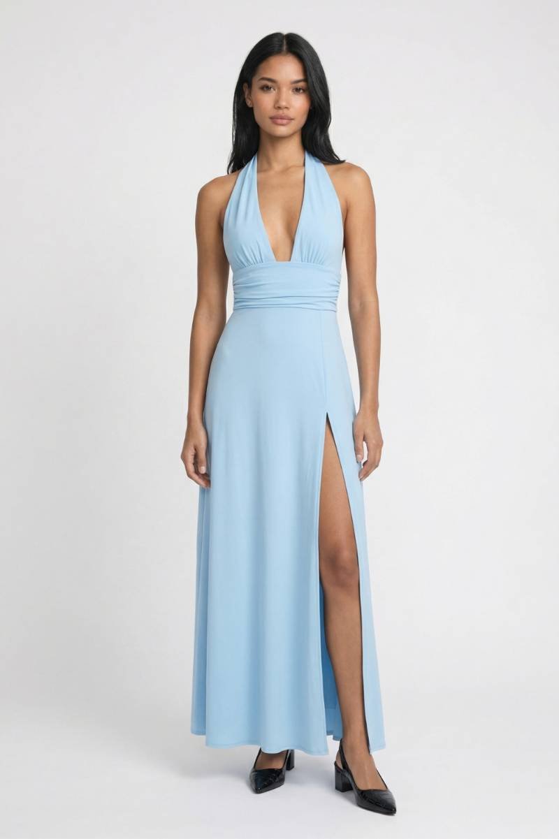 Vestido largo para mujer - cuello halter empire - fiesta cena