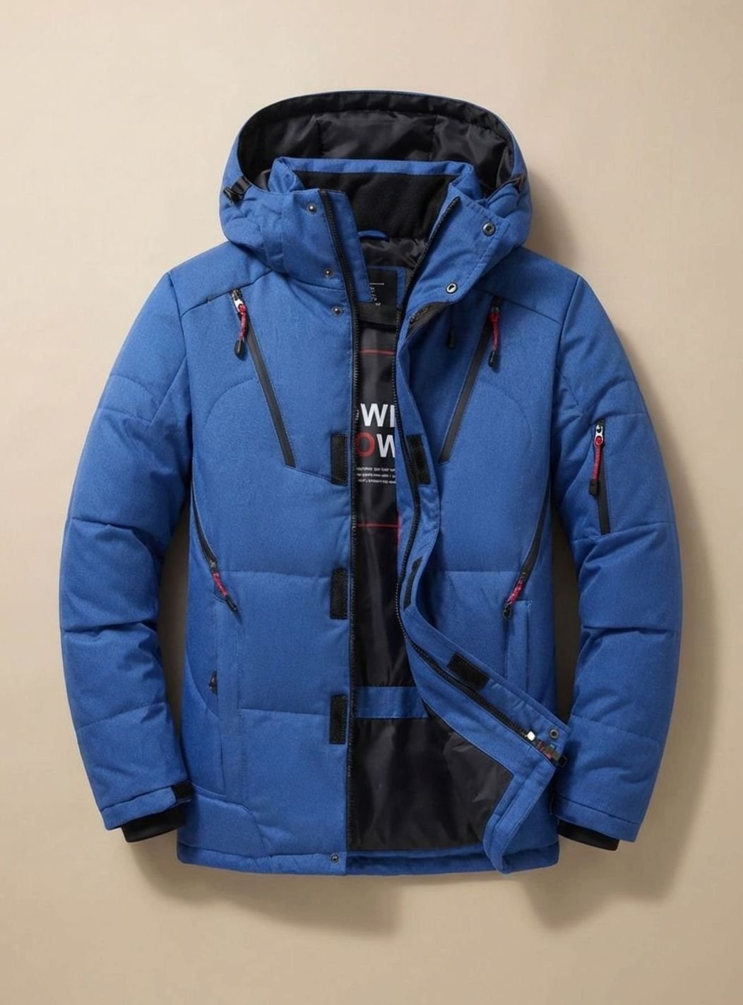Chaqueta Acolchada de Plumón para Hombre con Capucha y Cuello Alto
