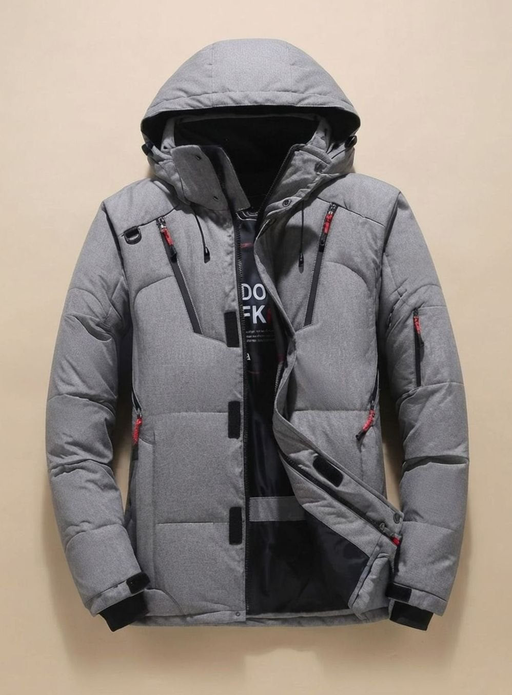 Chaqueta Acolchada de Plumón para Hombre con Capucha y Cuello Alto