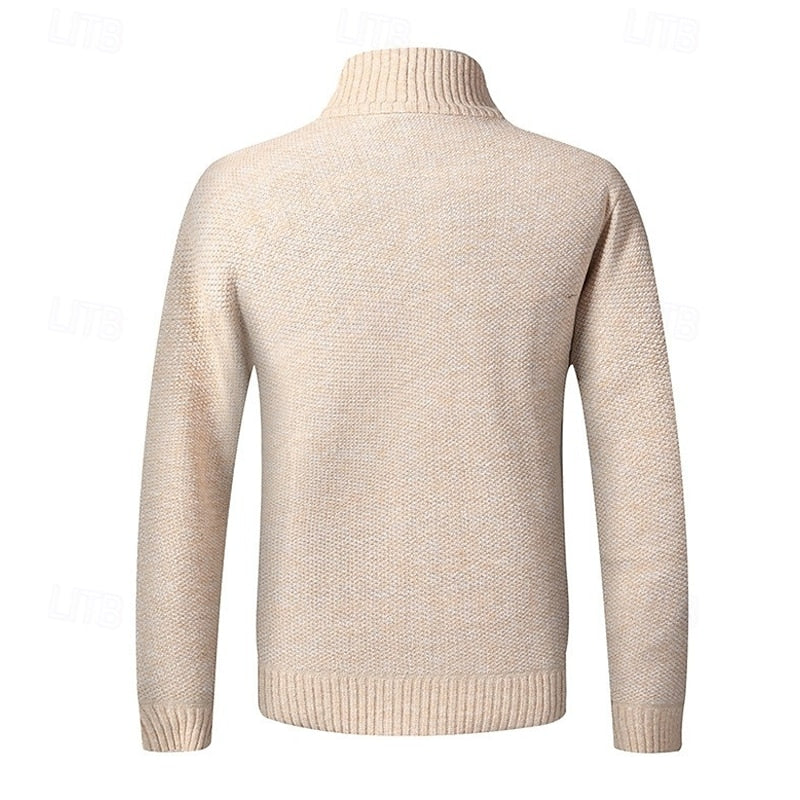 Cárdigan de Hombre con Cremallera y Cuello Alto de Corte Regular