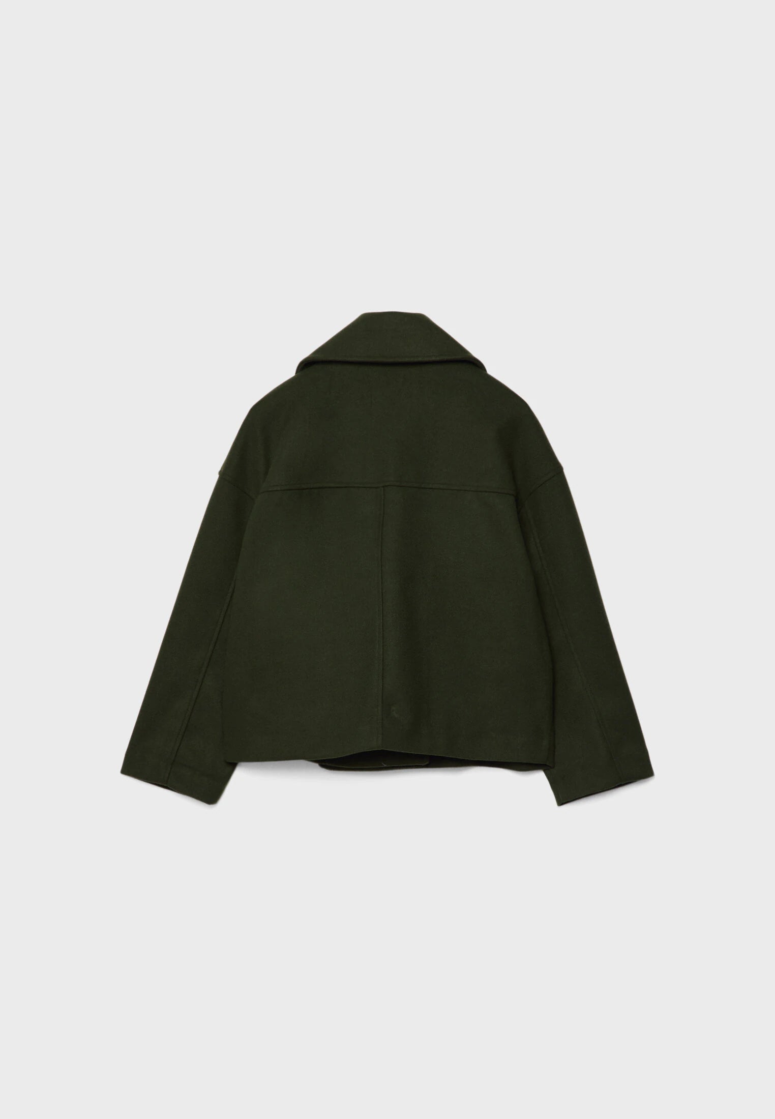 Chaqueta corta de lana para mujer cruzada con cuello de solapa y doble botonadura