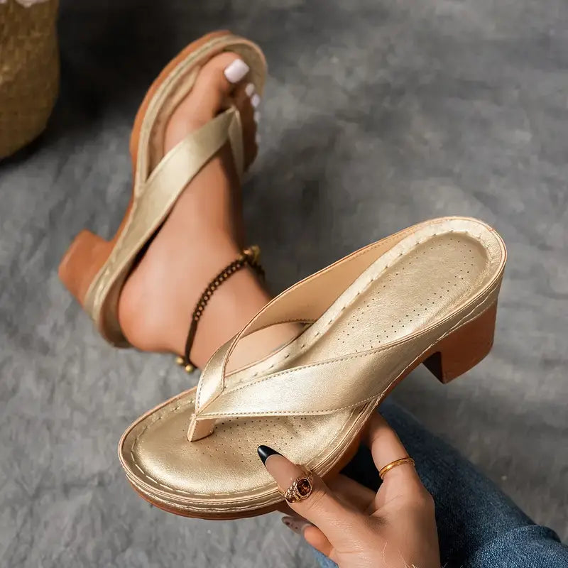 Sandalias de tacón bajo con tiras abiertas para uso diario