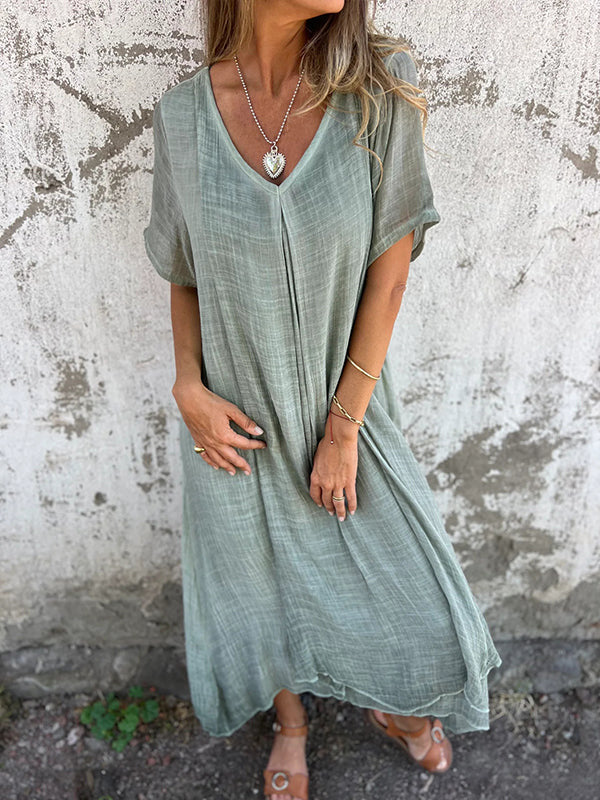 Vestido kimono largo para mujer con cuello en V — playa