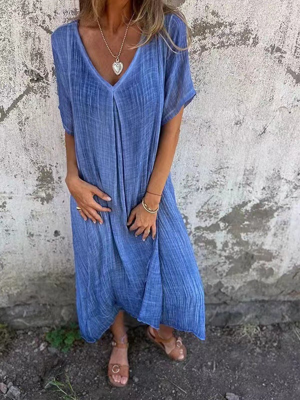 Vestido kimono largo para mujer con cuello en V — playa