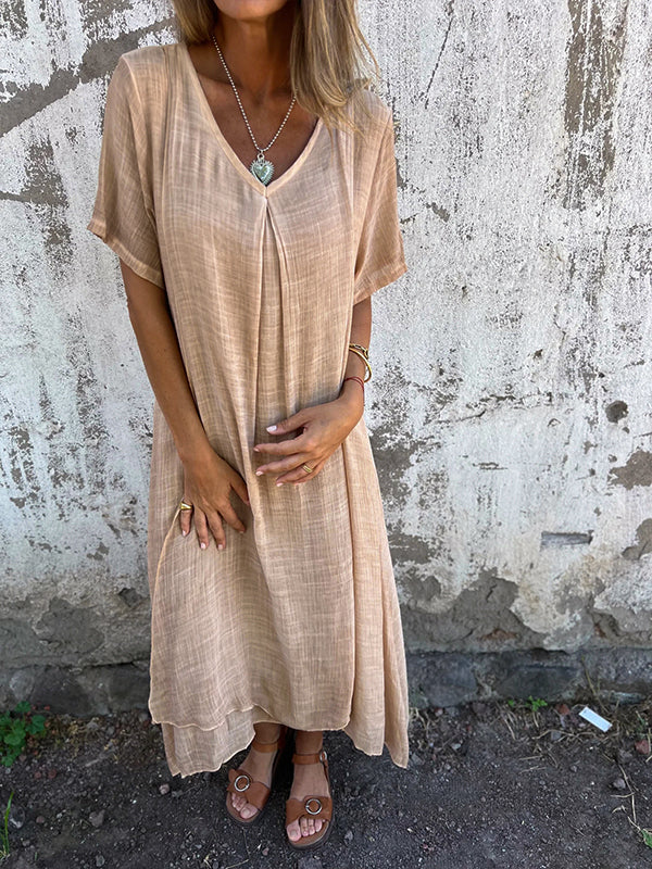 Vestido kimono largo para mujer con cuello en V — playa