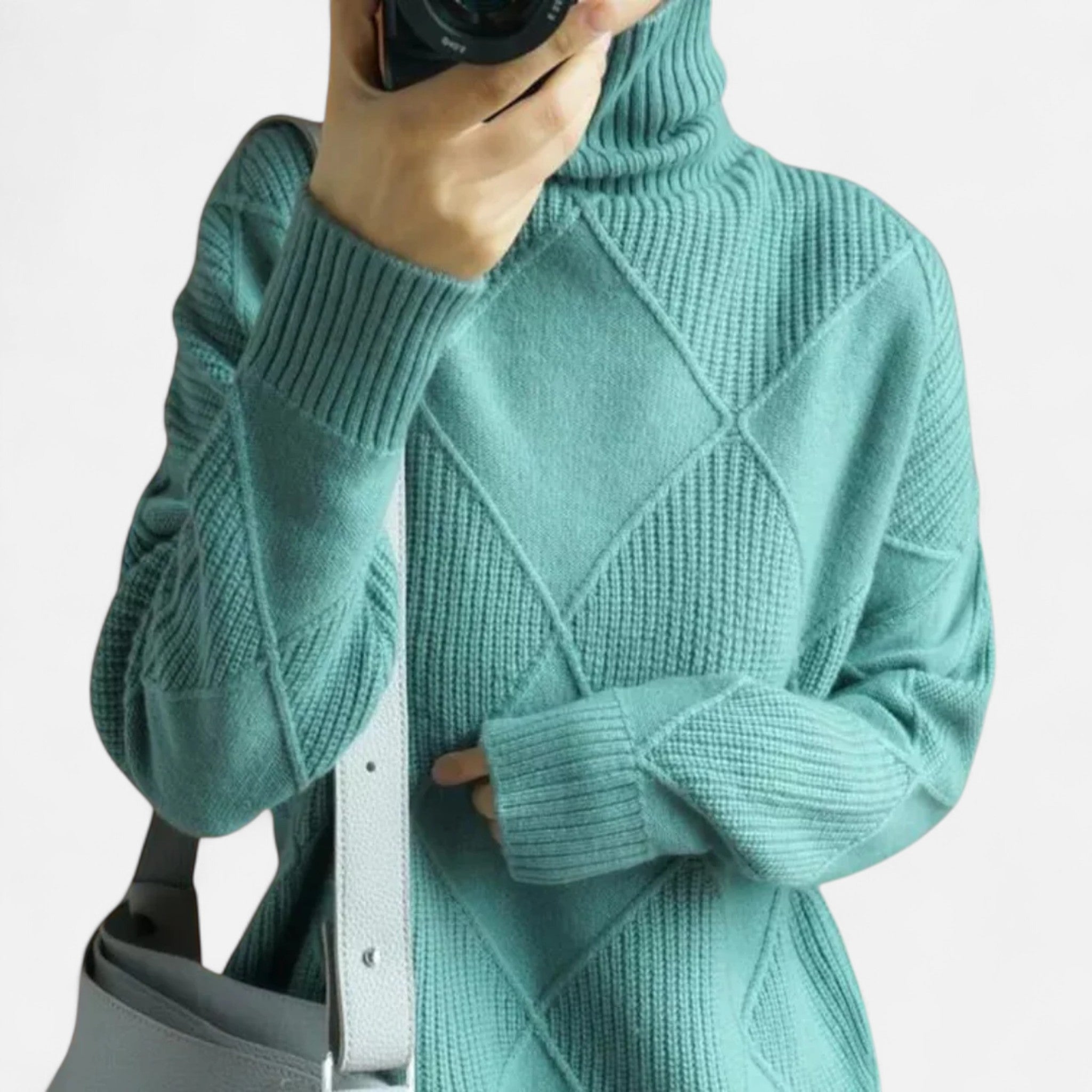 Suéter Mujer Cachemira Cuello Alto Envolvente