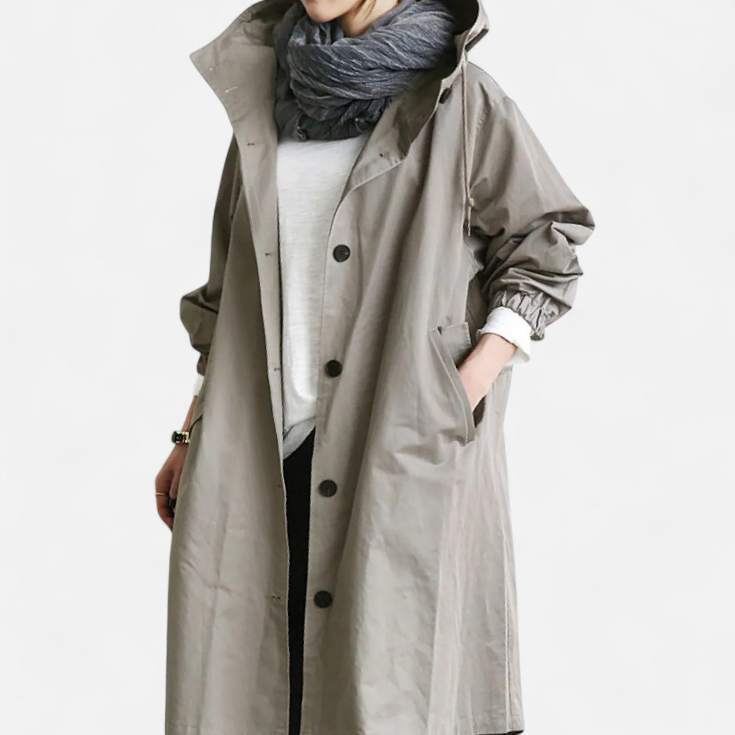 Gabardina Mujer con Capucha Impermeable Atemporal