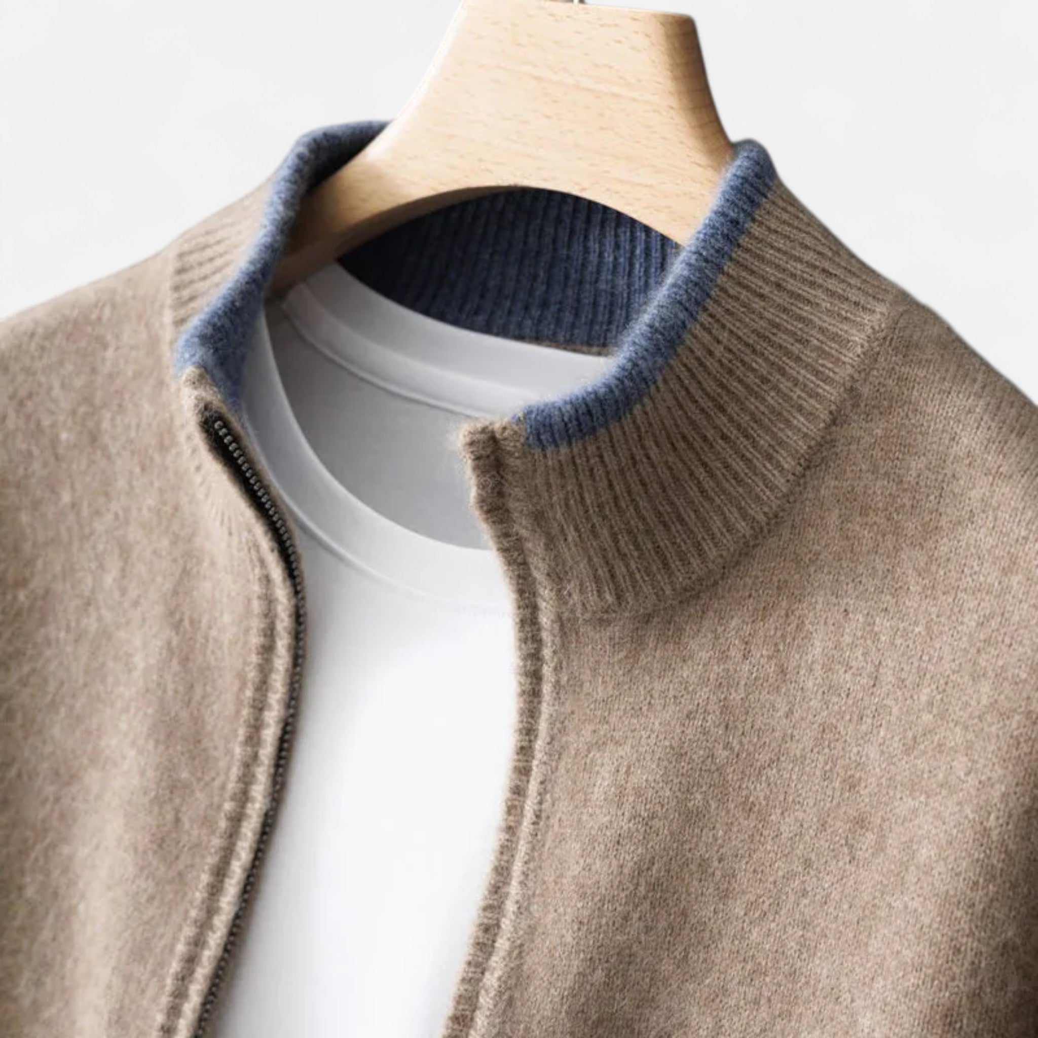 Cazadora Zip-Up Hombre en Cachemira Peinada Premium