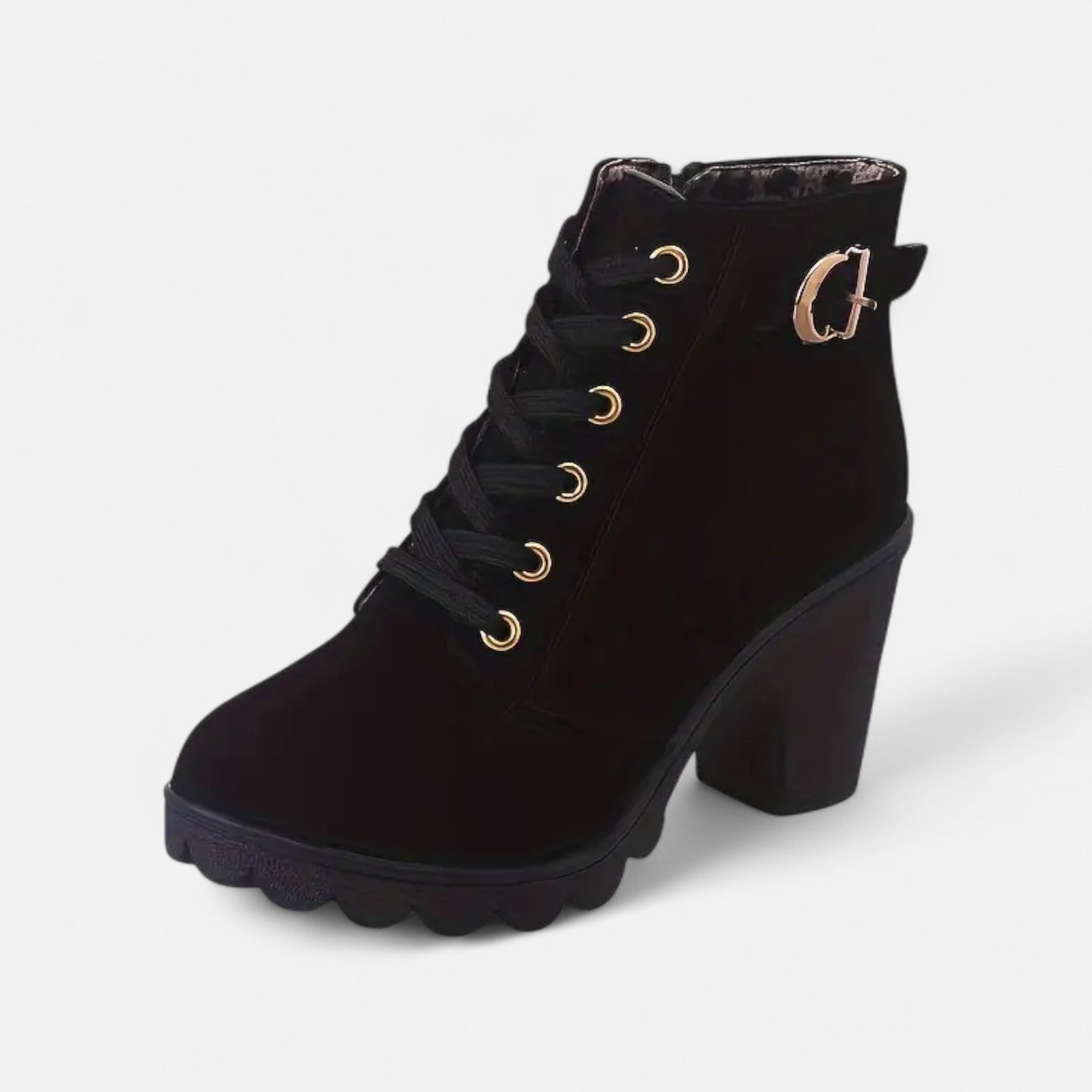 Botines Cortos Mujer con Tacón de Bloque Elegante