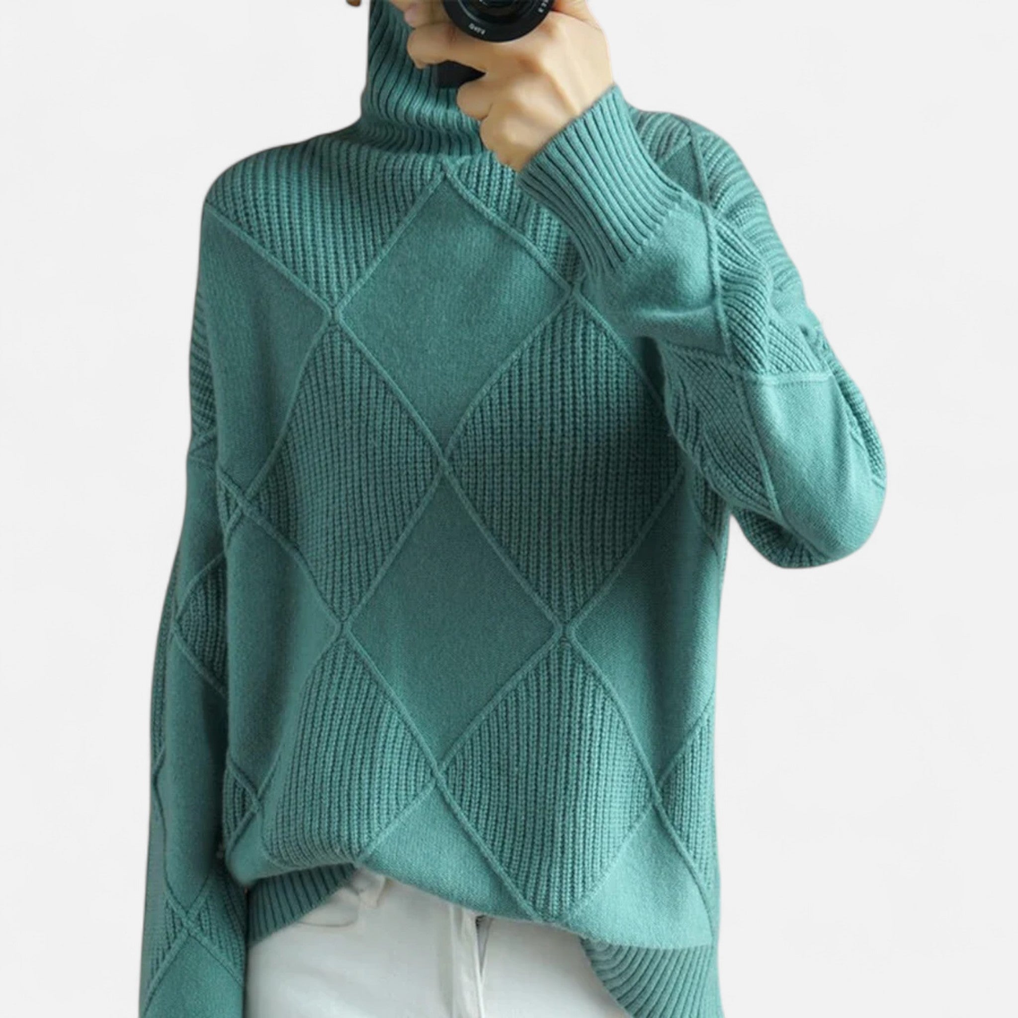 Suéter Mujer Cachemira Cuello Alto Envolvente