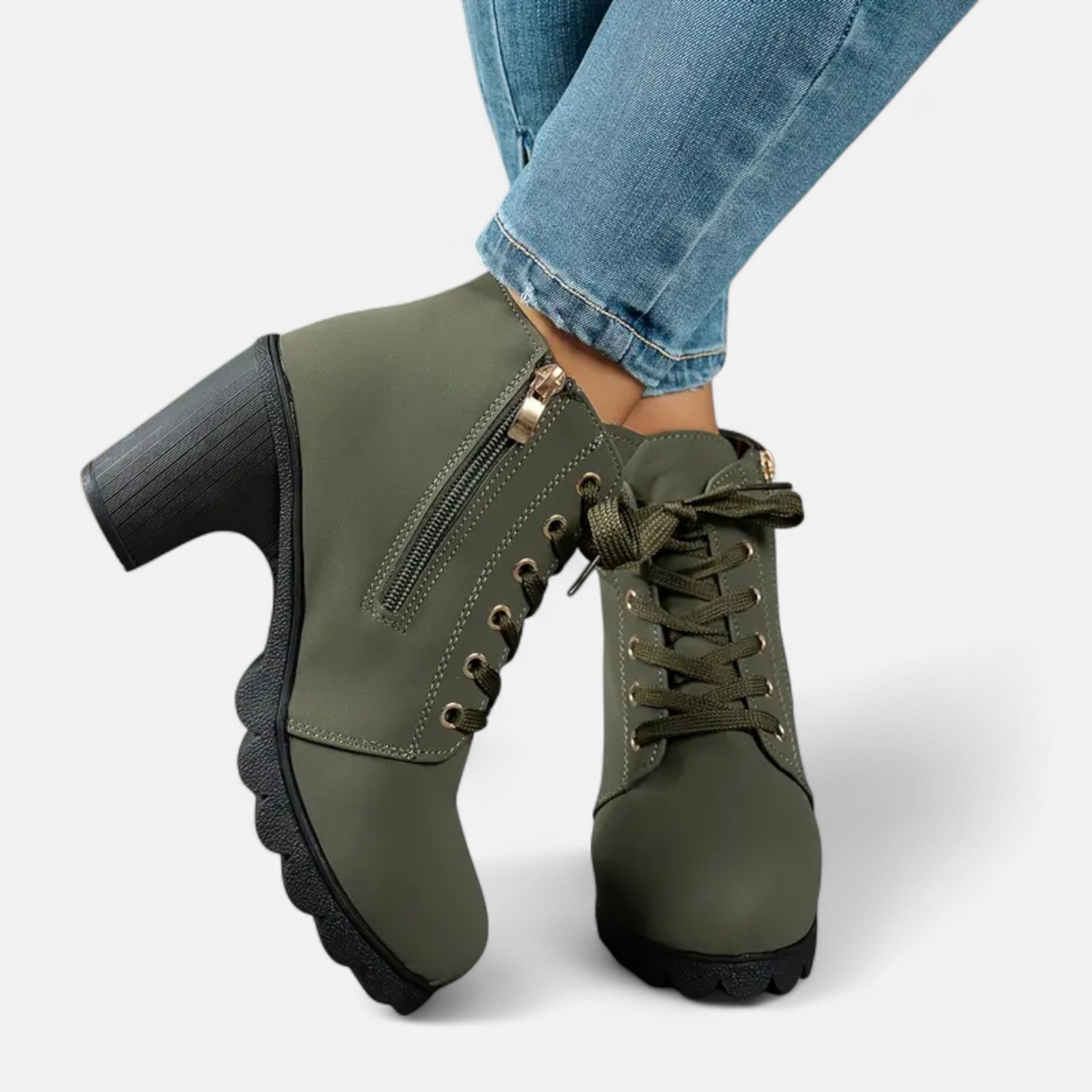 Botines Cortos Mujer con Tacón de Bloque Elegante