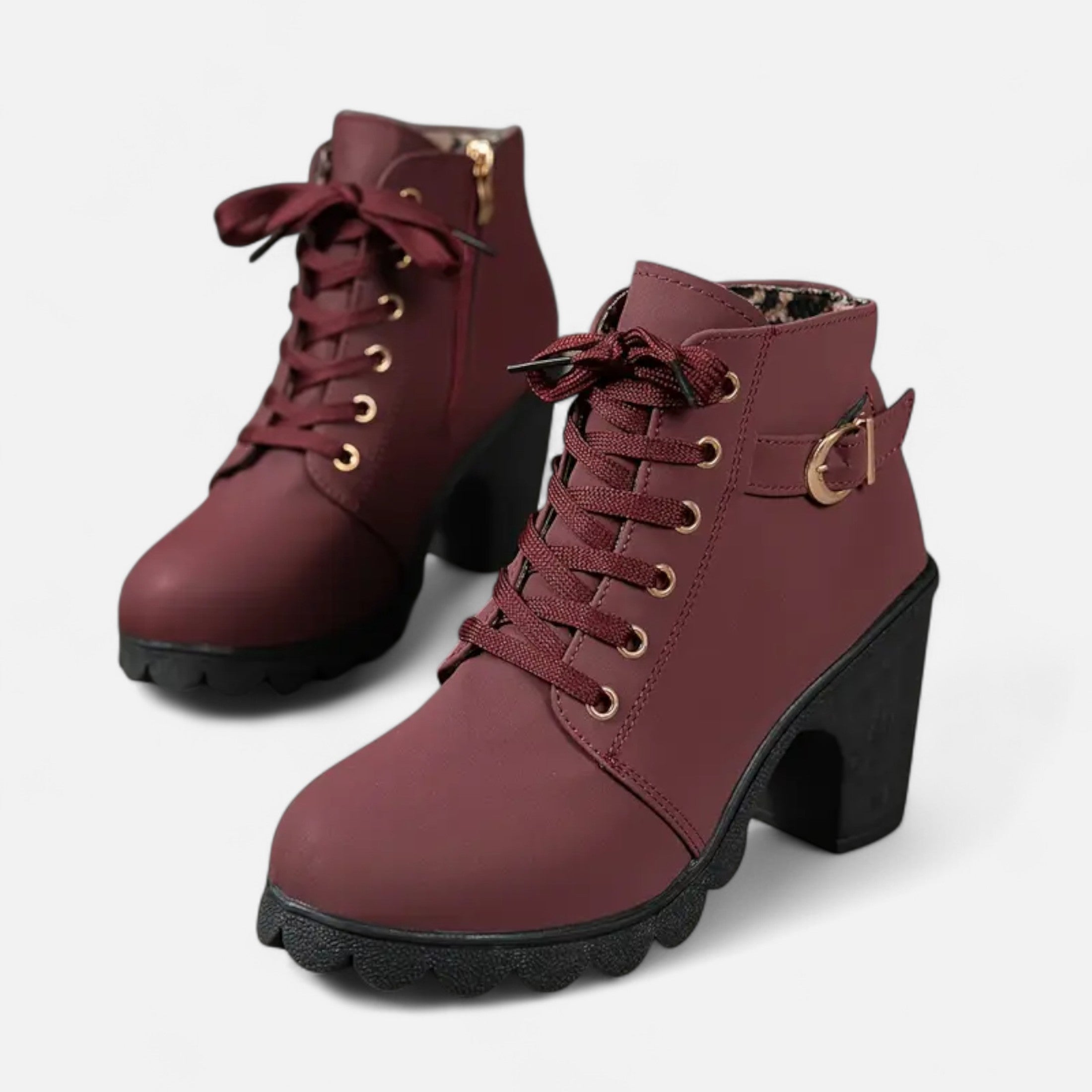 Botines Cortos Mujer con Tacón de Bloque Elegante