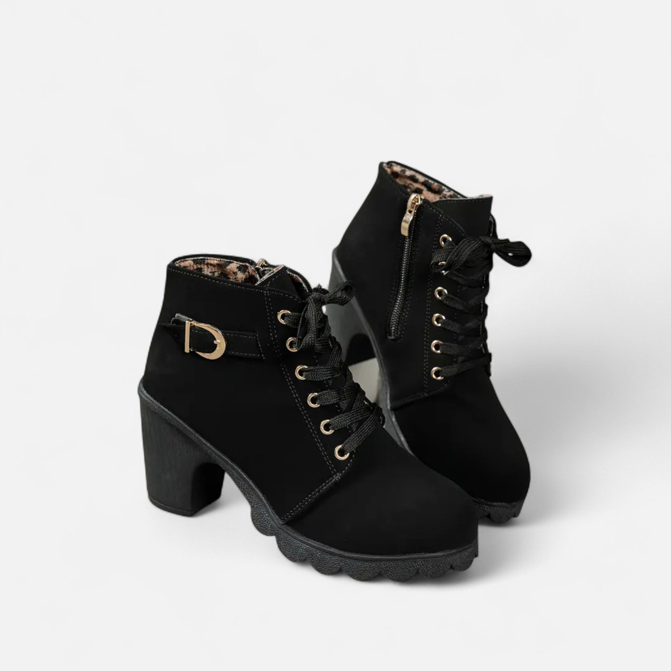 Botines Cortos Mujer con Tacón de Bloque Elegante