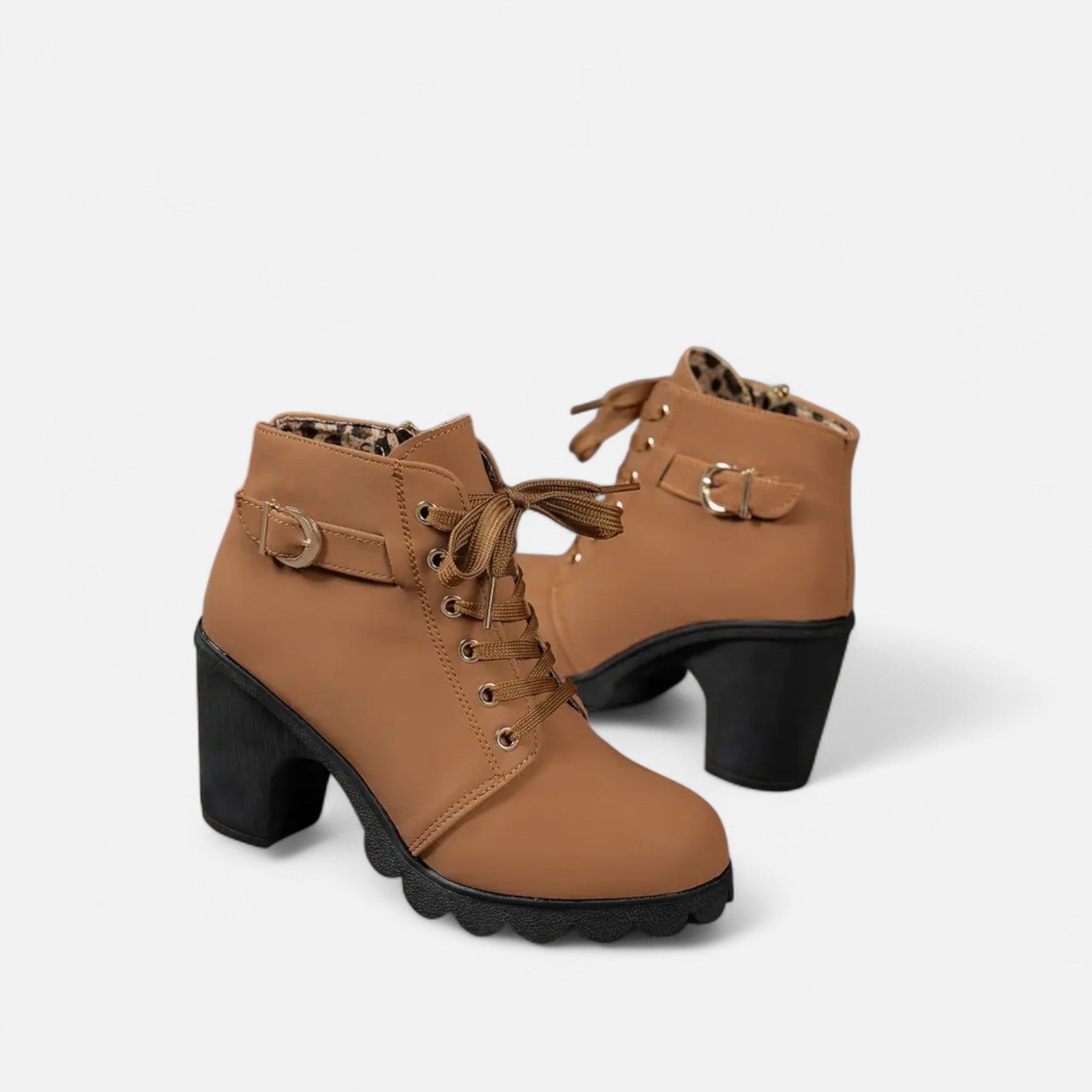 Botines Cortos Mujer con Tacón de Bloque Elegante