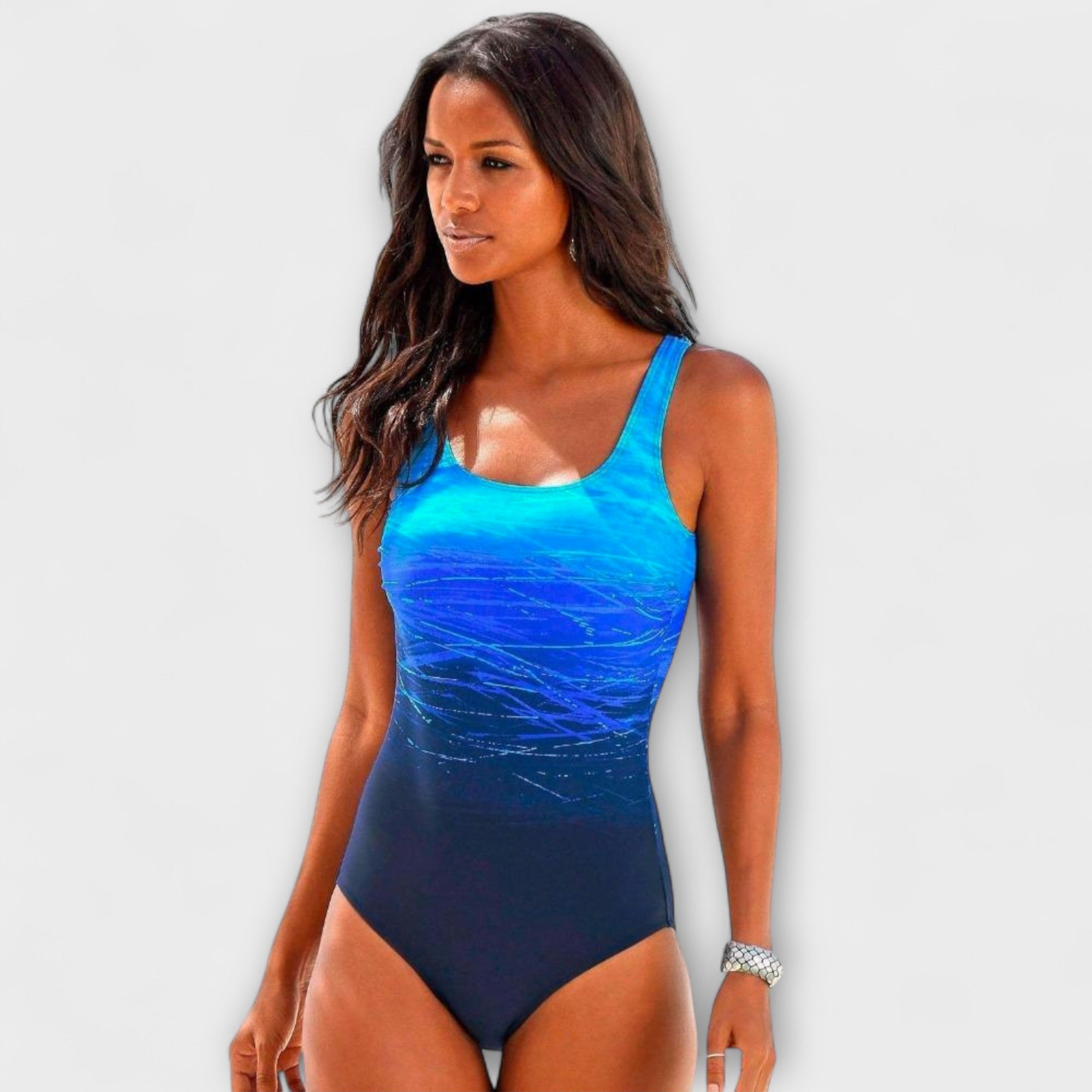 Bañador de Una Pieza para Mujer con Cuello Halter y Diseño Degradado
