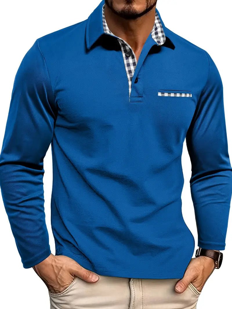 Polo de Manga Larga para Hombre con Cuello Clásico y Botonadura