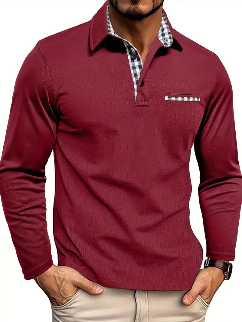 Polo de Manga Larga para Hombre con Cuello Clásico y Botonadura