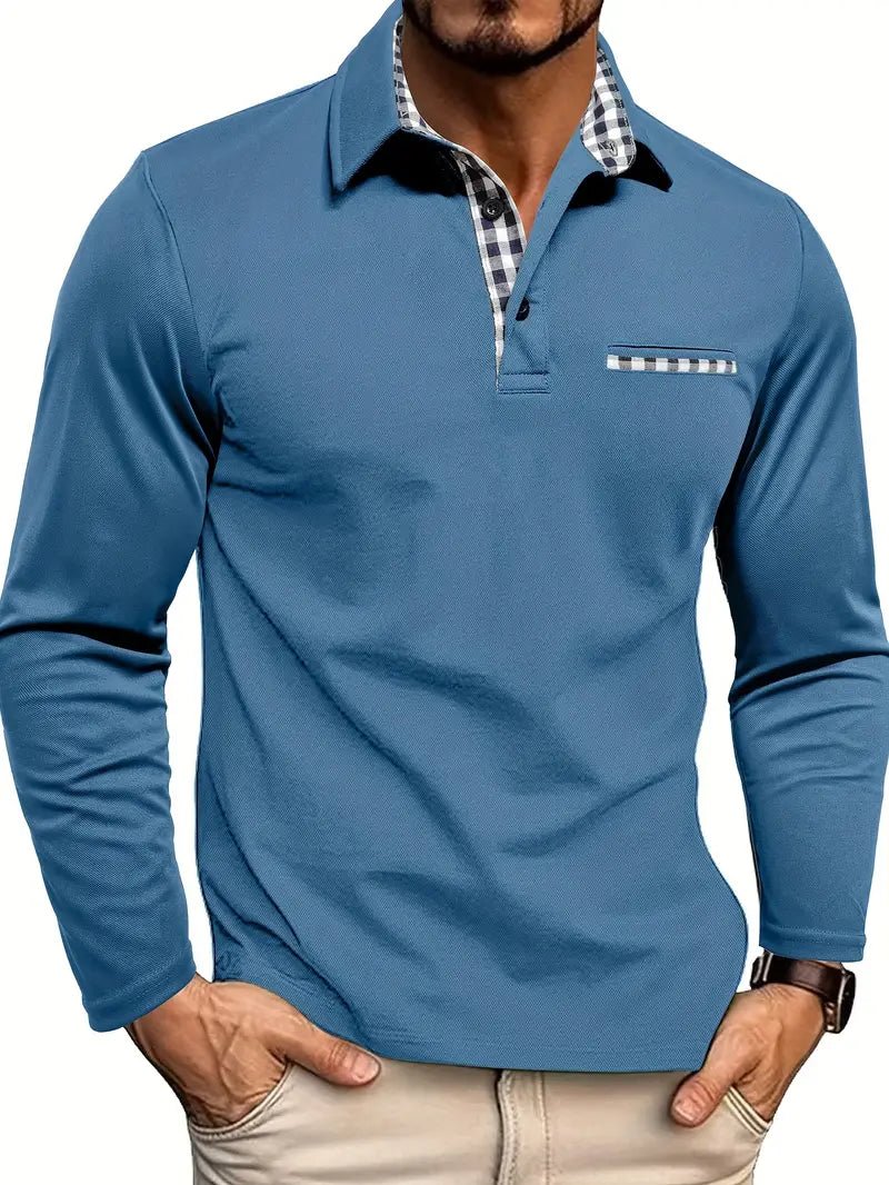 Polo de Manga Larga para Hombre con Cuello Clásico y Botonadura