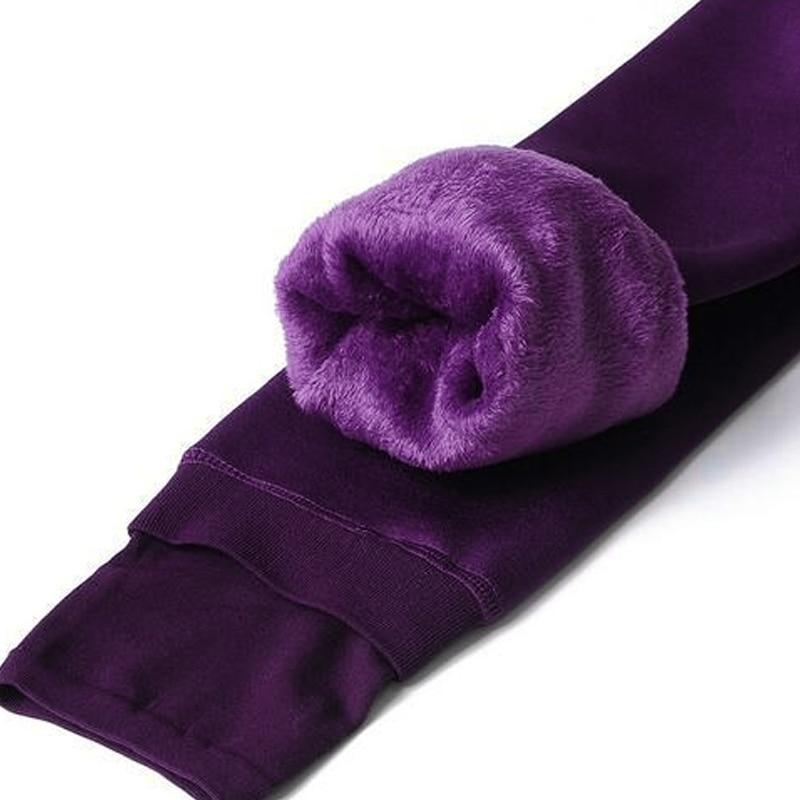 Leggings termici da donna in nylon ed elastan con doppio strato interno in pile