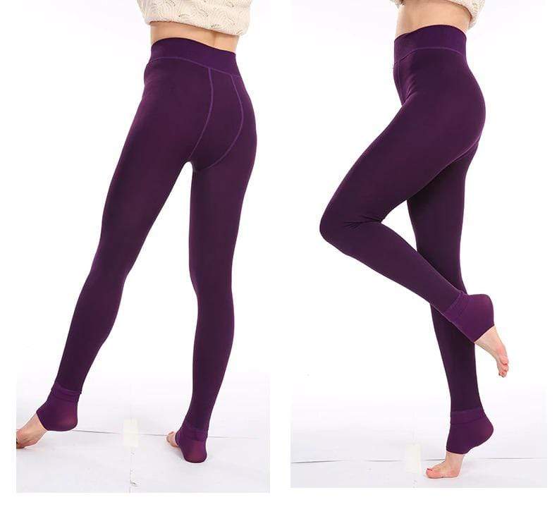 Leggings termici da donna in nylon ed elastan con doppio strato interno in pile