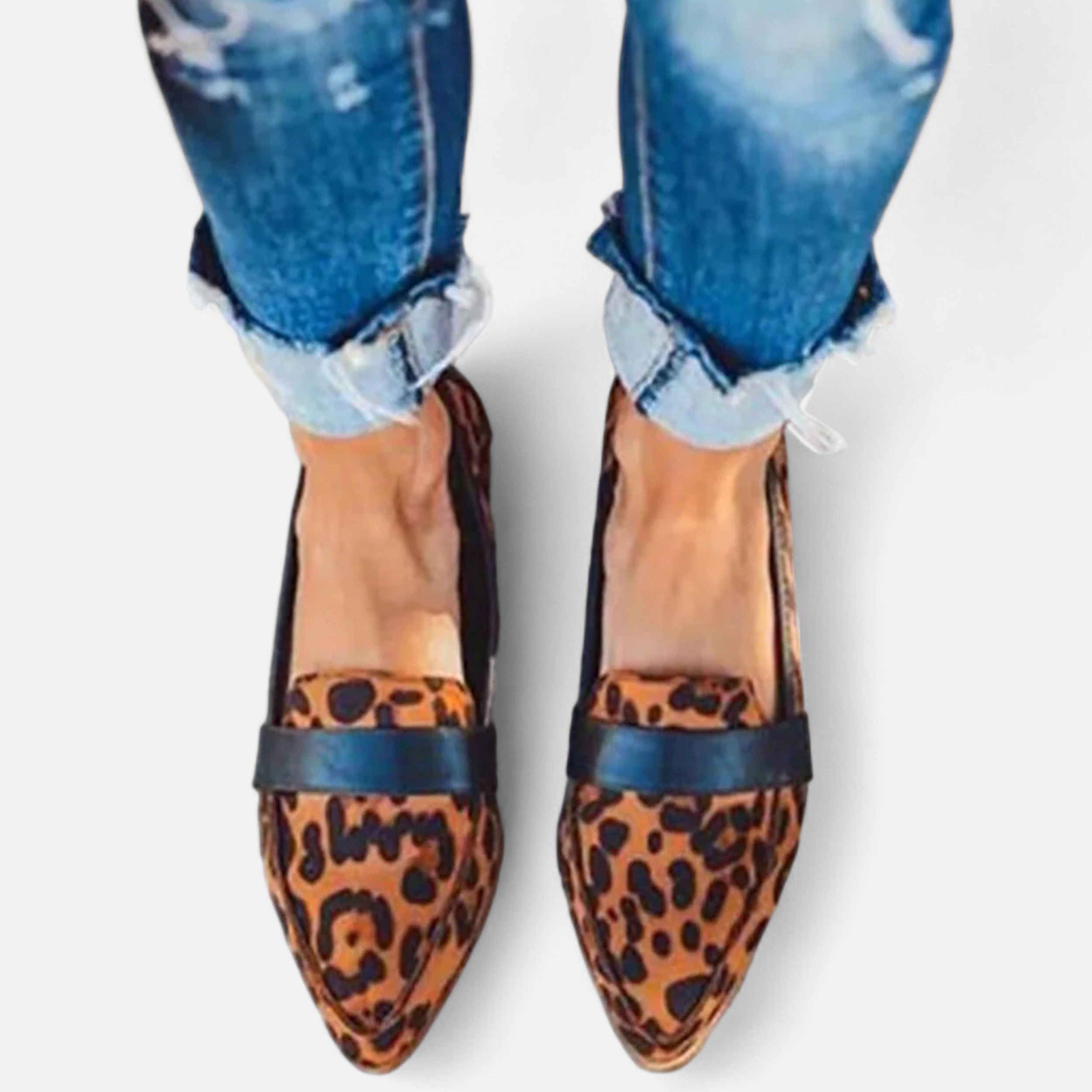 Mocasines de Punta Fina Estilo Retro para Mujer en Gamuza Sintética