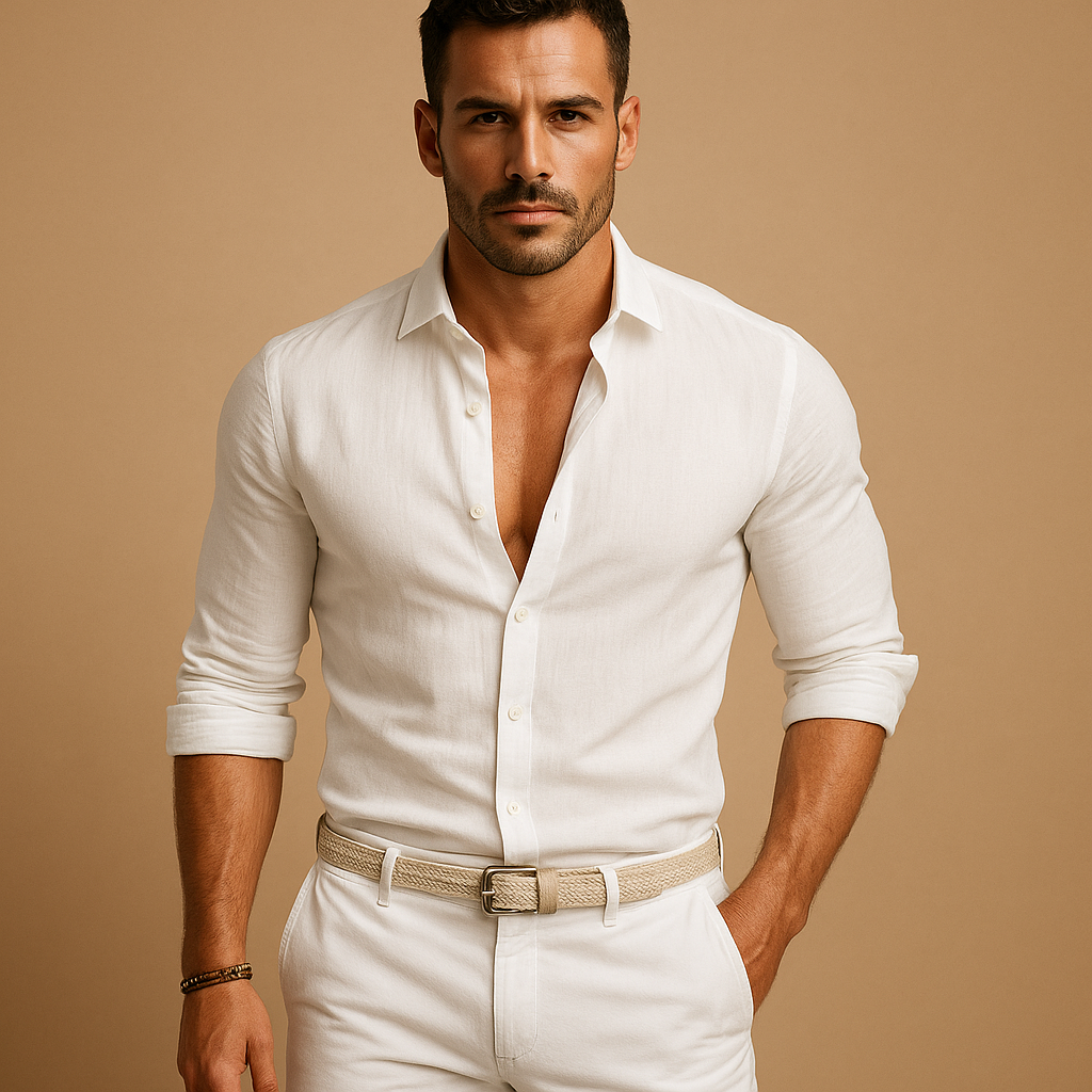 Camisa De Botones Entallada Para Hombre De Uso Diario
