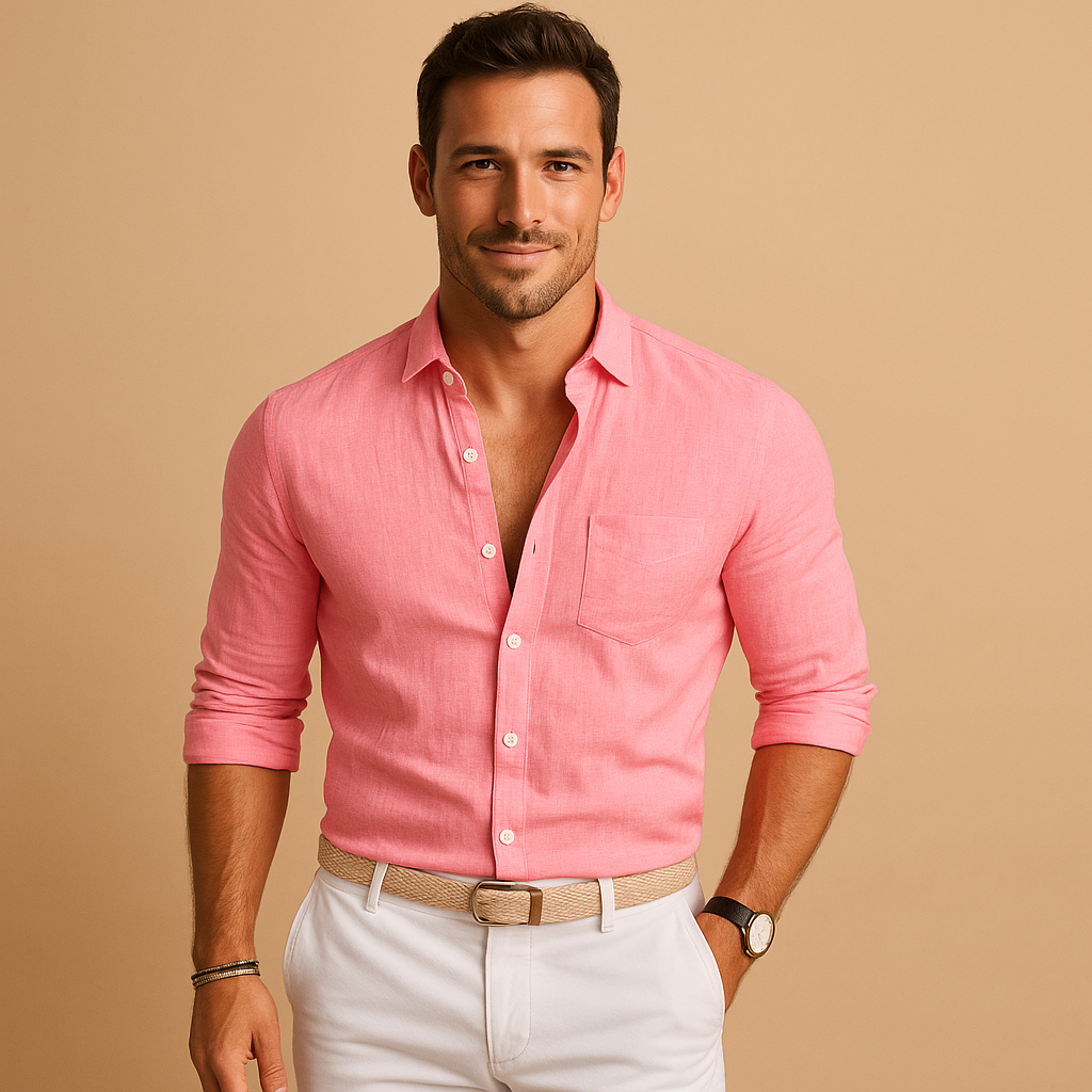 Camisa De Botones Entallada Para Hombre De Uso Diario