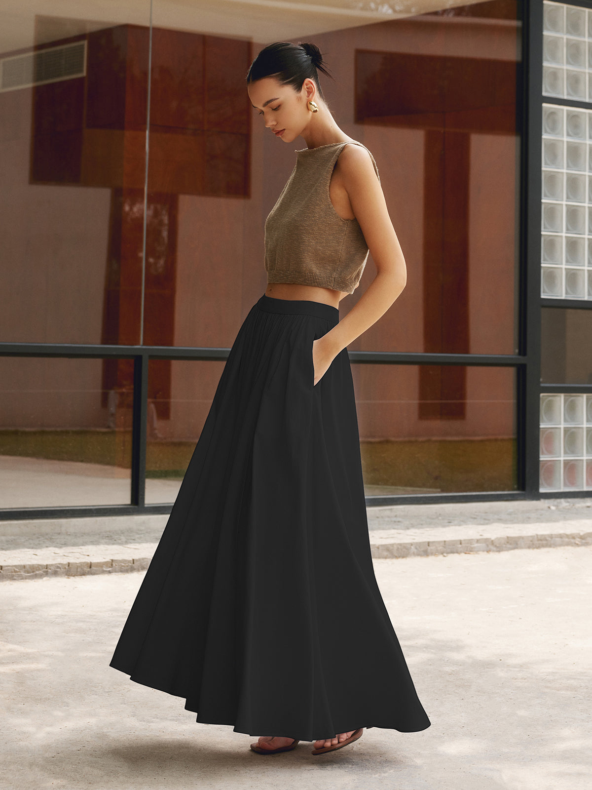 Falda maxi para mujer conjunto de dos piezas con cintura alta — vacaciones
