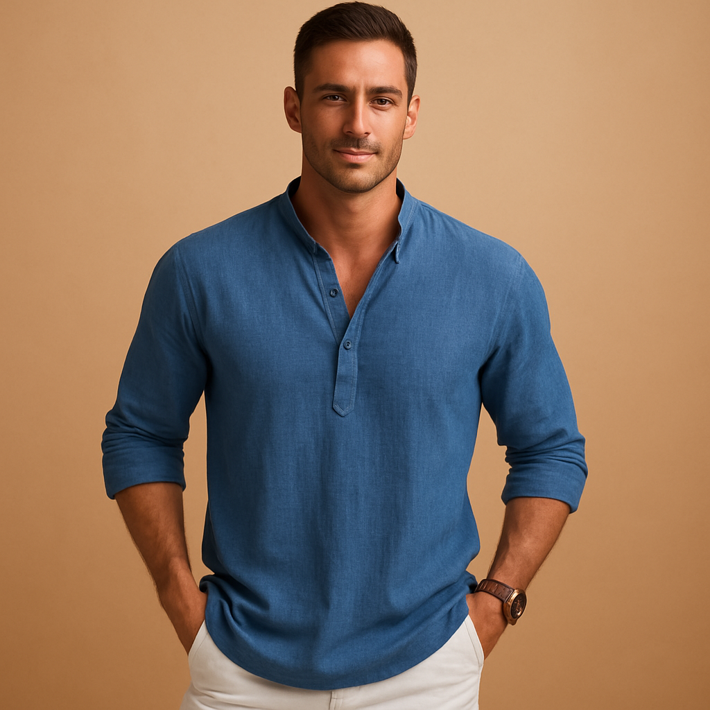 Camisa De Manga Larga Con Cuello En V