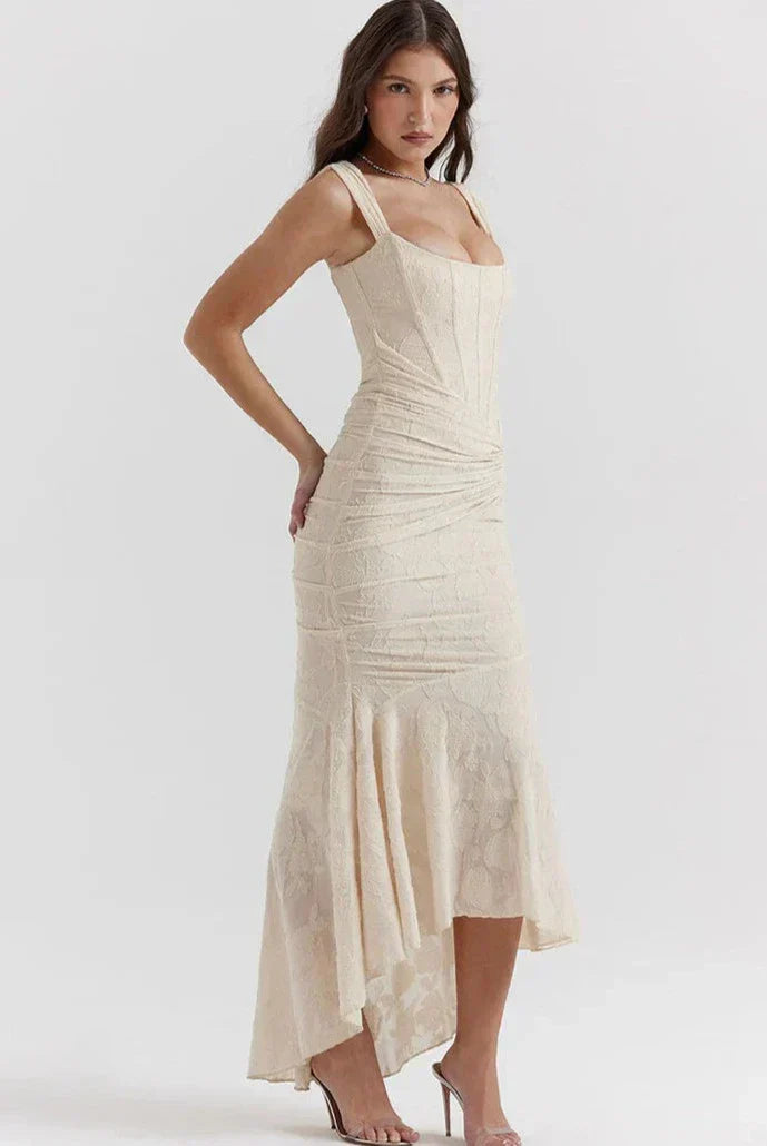 Vestido de Gala Corte Sirena de Encaje con Hombros Descubiertos para Mujer
