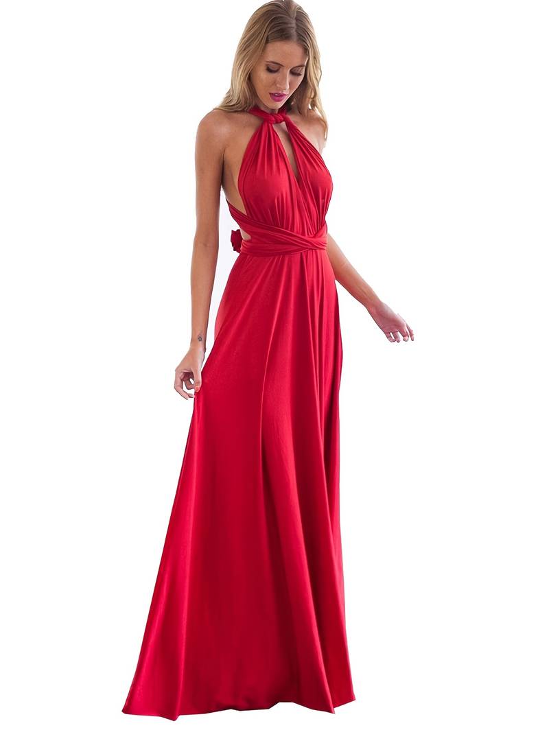 Vestido largo para mujer - tirantes ajustables plisado - fiesta gala