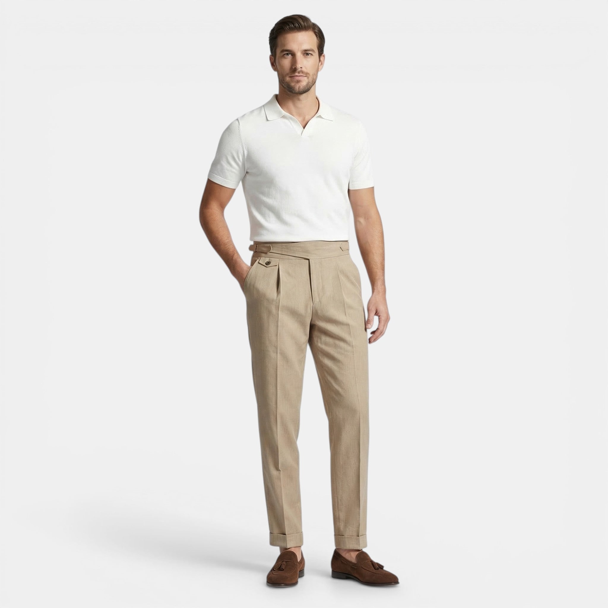 Pantalones Capri de Vestir para Hombre de Corte Regular con Cintura Media