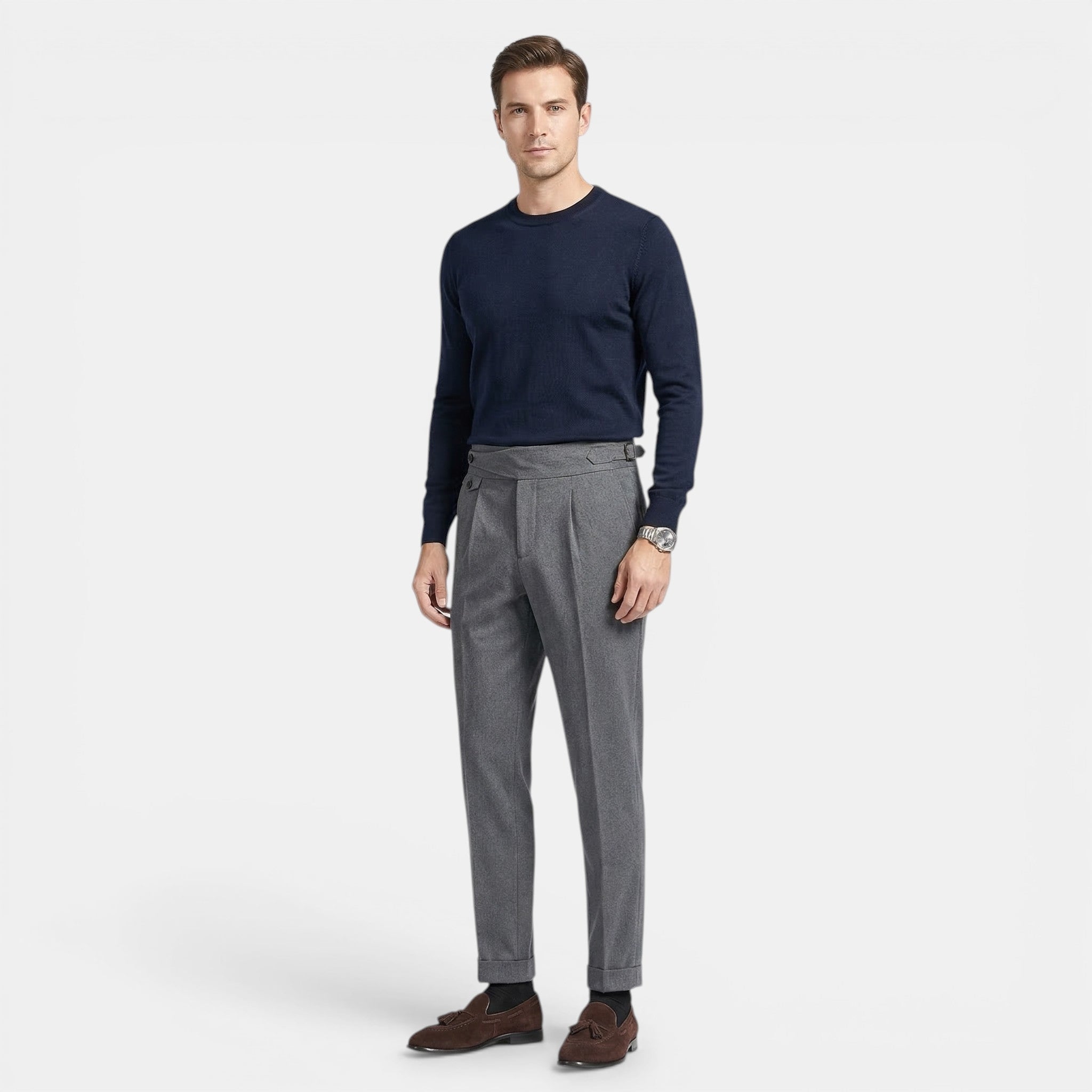 Pantalones Capri de Vestir para Hombre de Corte Regular con Cintura Media