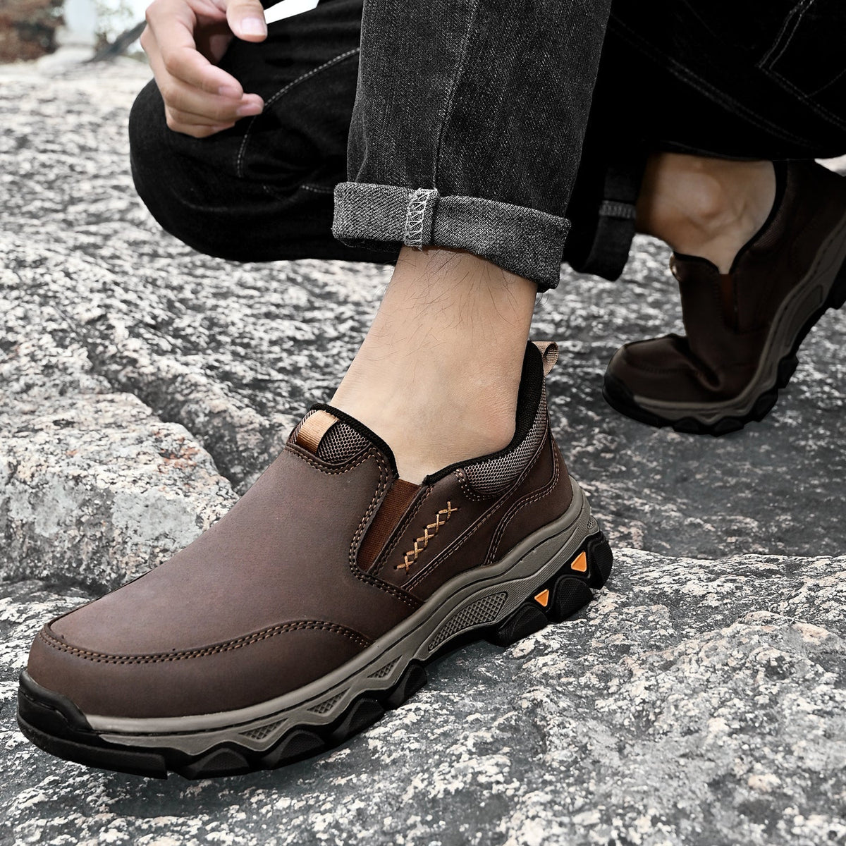 Zapatos de Cuero sin Cordones para Hombre con Suela Antideslizante