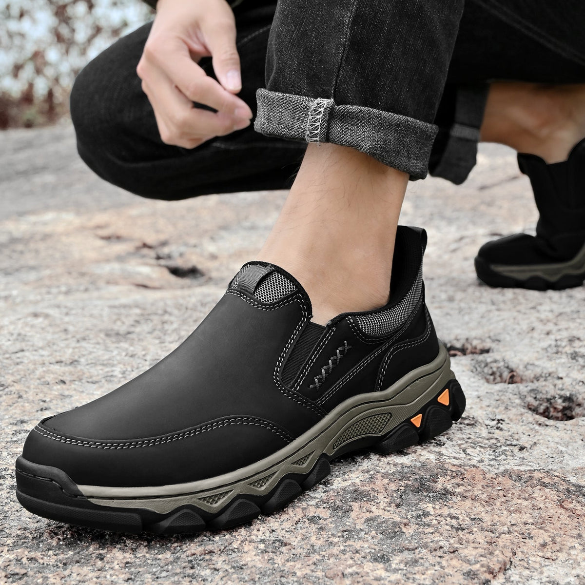 Zapatos de Cuero sin Cordones para Hombre con Suela Antideslizante