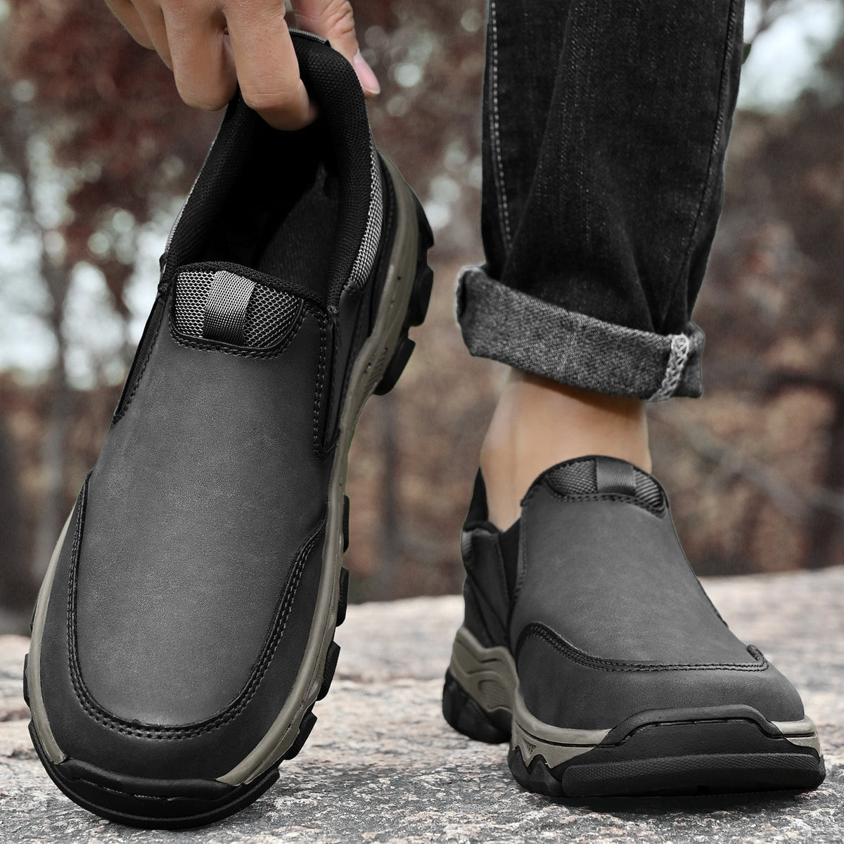 Zapatos de Cuero sin Cordones para Hombre con Suela Antideslizante