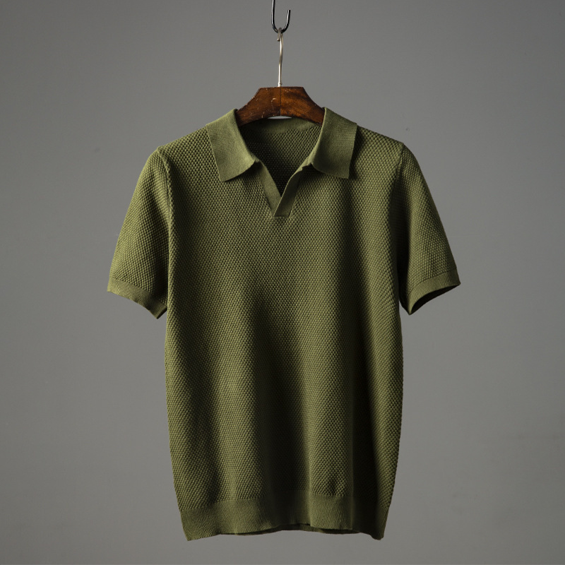 Polo para hombre con textura de panal y manga corta — diario