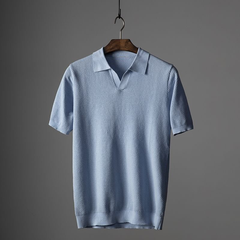 Polo para hombre con textura de panal y manga corta — diario