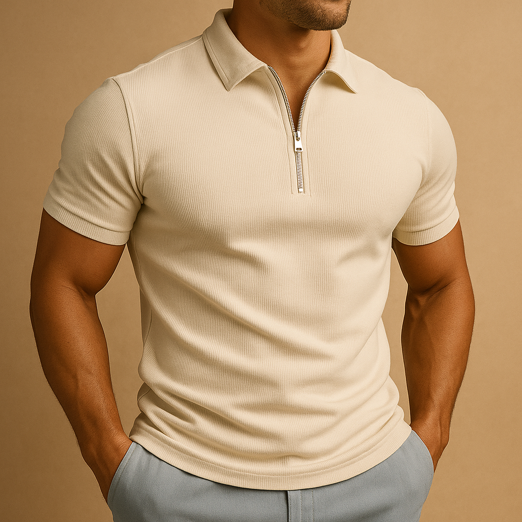 Polo De Manga Corta Con Cremallera Para Hombre