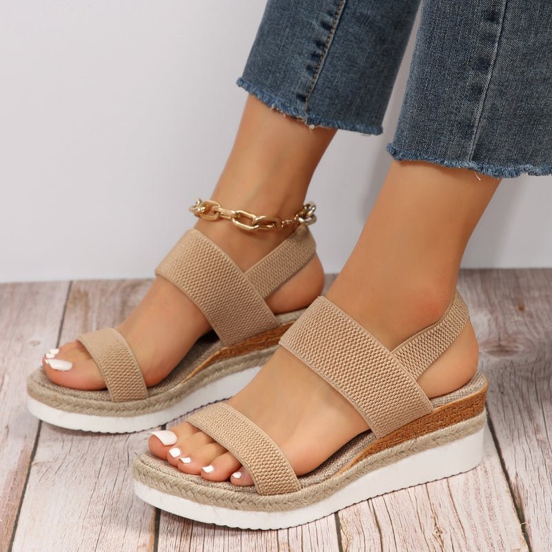 Sandalias de Plataforma para Mujer Zapatos con Cuña y Acabado de Cuerda en Lino