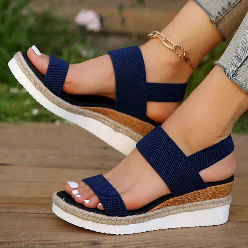 Sandalias de Plataforma para Mujer Zapatos con Cuña y Acabado de Cuerda en Lino