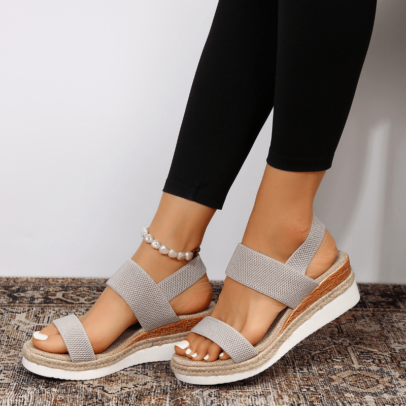 Sandales à plateforme pour femme Chaussures compensées avec finition en corde de lin